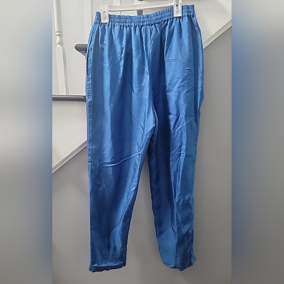 Vintage Mureli High Rise Pants Sz M 100% Silk Tapered Leg Stretch Waist 80s 90s - Picture 3 of 4